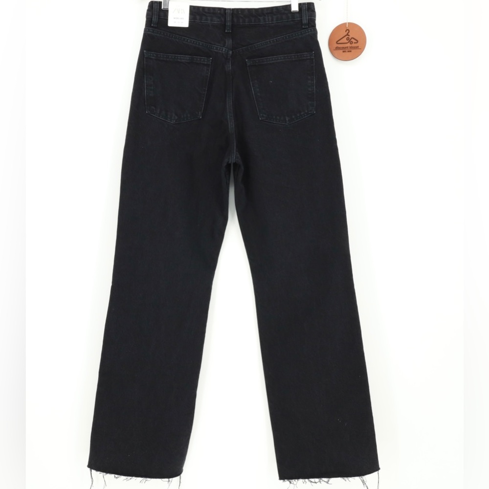 ZARA HIGH RISE FULL LENGTH RAW HEM WIDE LEG DISTRESSED JEANS‎ - Picture 2 of 7